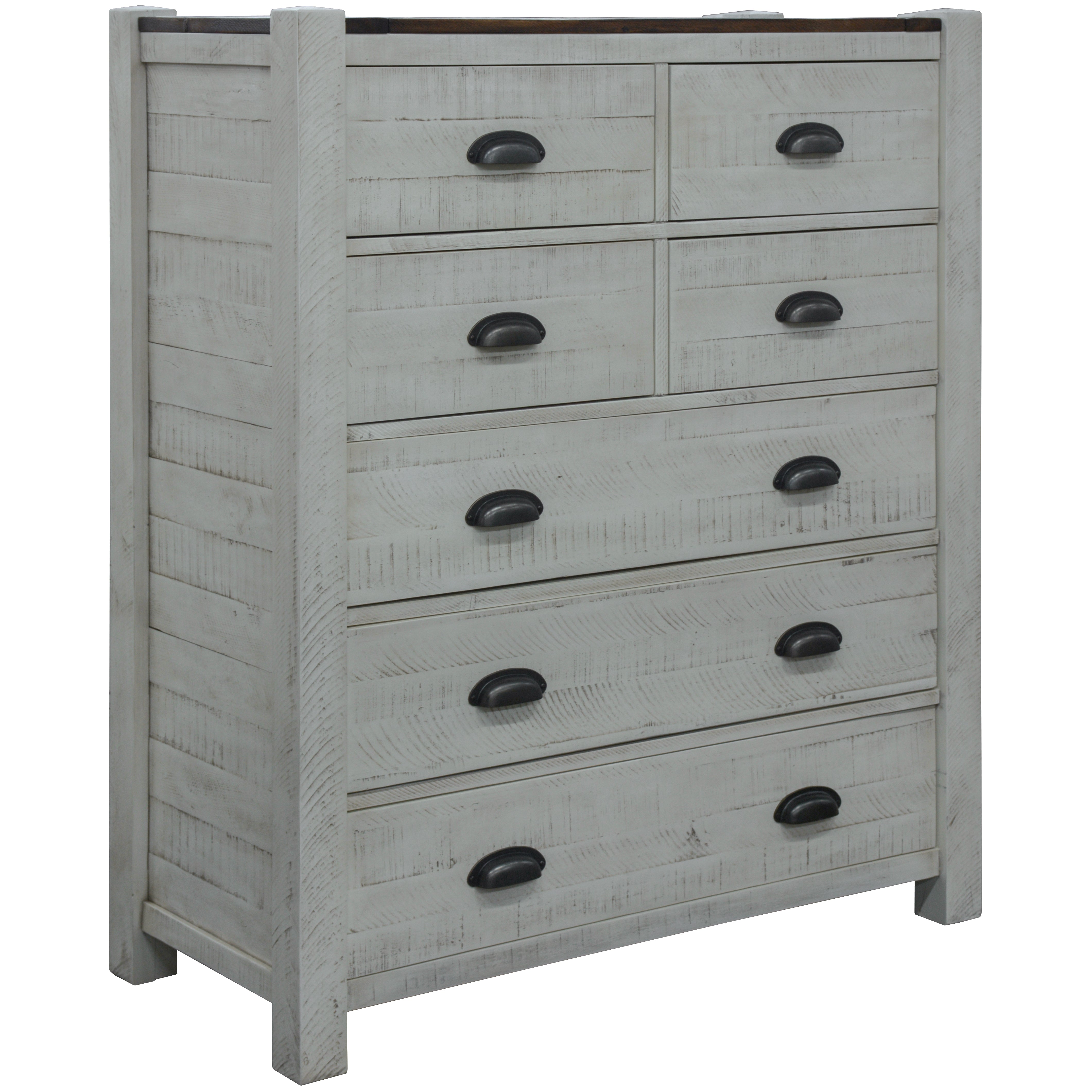 Erica Tallboy 7 Chest of Drawers Solid Acacia Timber Wood Cabinet Brown White Deals499
