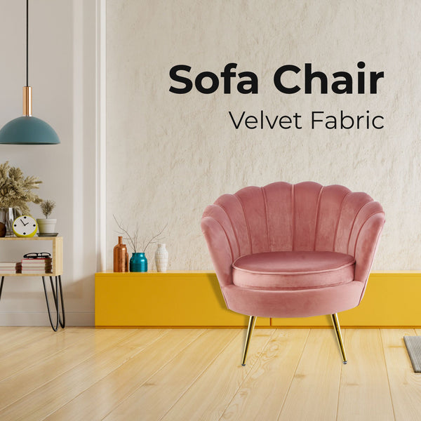 Bloomer Velvet Fabric Accent Sofa Love Chair - Rose Pink Deals499