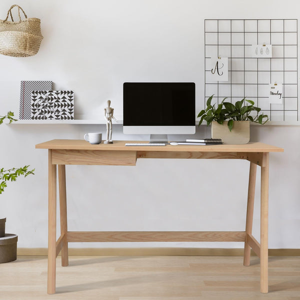 Mindil Office Desk Student Study Table Solid Wooden Timber Frame - Ash Natural Deals499