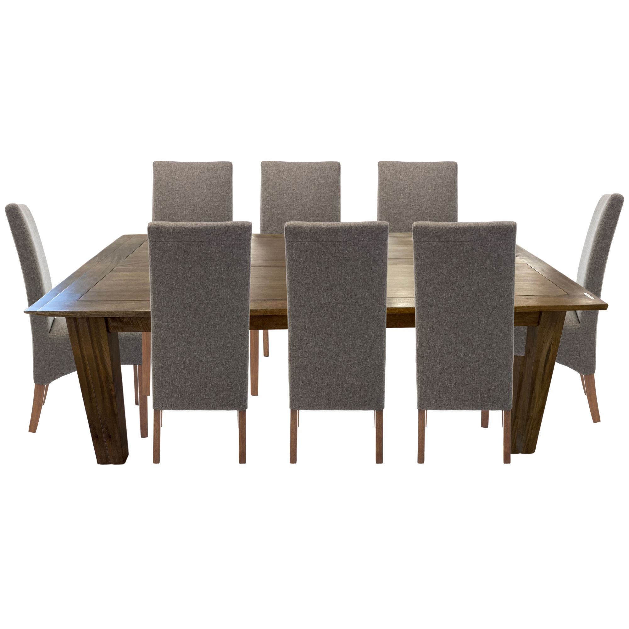 Aksa Fabric Upholstered Dining Chair Set of 4 Solid Pine Wood Furniture - Grey Deals499