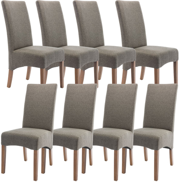 Aksa Fabric Upholstered Dining Chair Set of 8 Solid Pine Wood Furniture - Grey Deals499