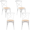Aster Crossback Dining Chair Set of 4 Solid Birch Timber Wood Ratan Seat - White Deals499