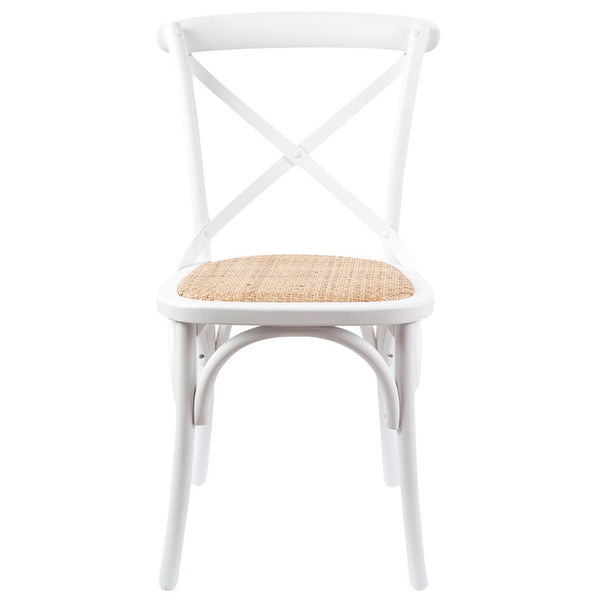 Aster Crossback Dining Chair Set of 6 Solid Birch Timber Wood Ratan Seat - White Deals499