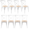 Aster Crossback Dining Chair Set of 8 Solid Birch Timber Wood Ratan Seat - White Deals499