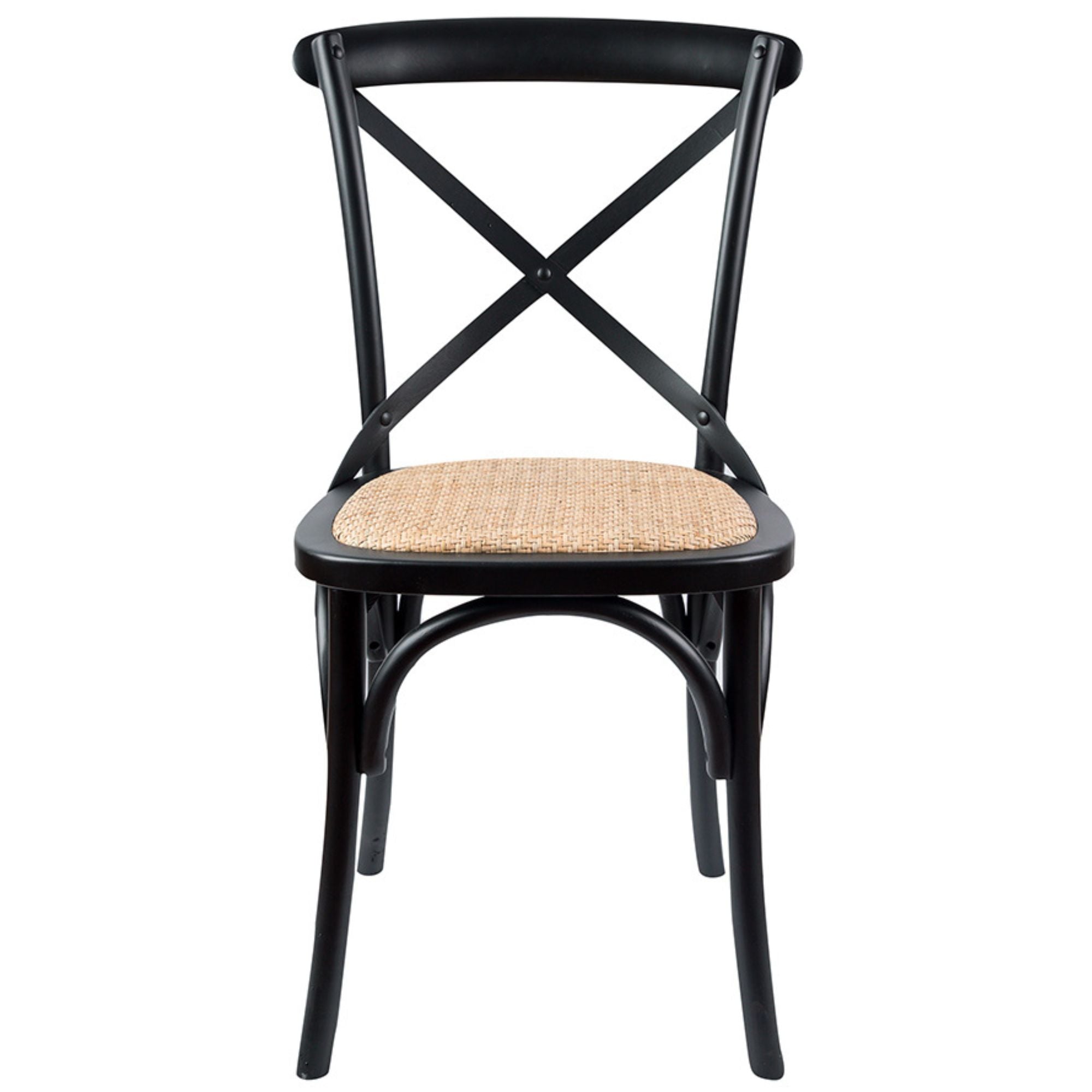 Aster Crossback Dining Chair Set of 2 Solid Birch Timber Wood Ratan Seat - Black Deals499