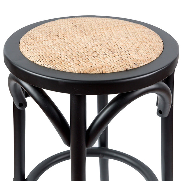Aster Round Bar Stools Dining Stool Chair Solid Birch Timber Rattan Seat Black Deals499