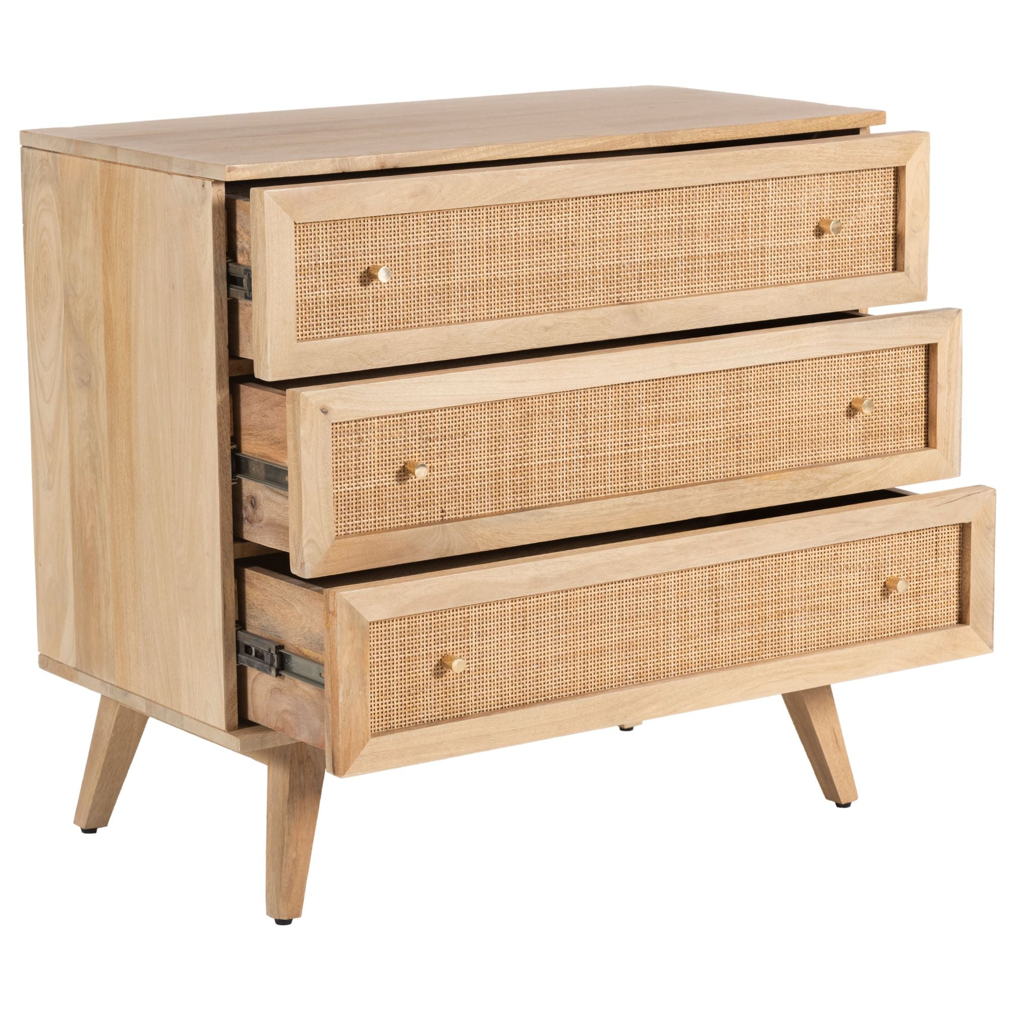 Olearia  Storage Cabinet Buffet Chest of 3 Drawer Mango Wood Rattan Natural Deals499