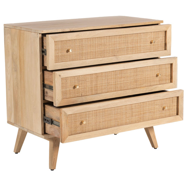 Olearia  Storage Cabinet Buffet Chest of 3 Drawer Mango Wood Rattan Natural Deals499