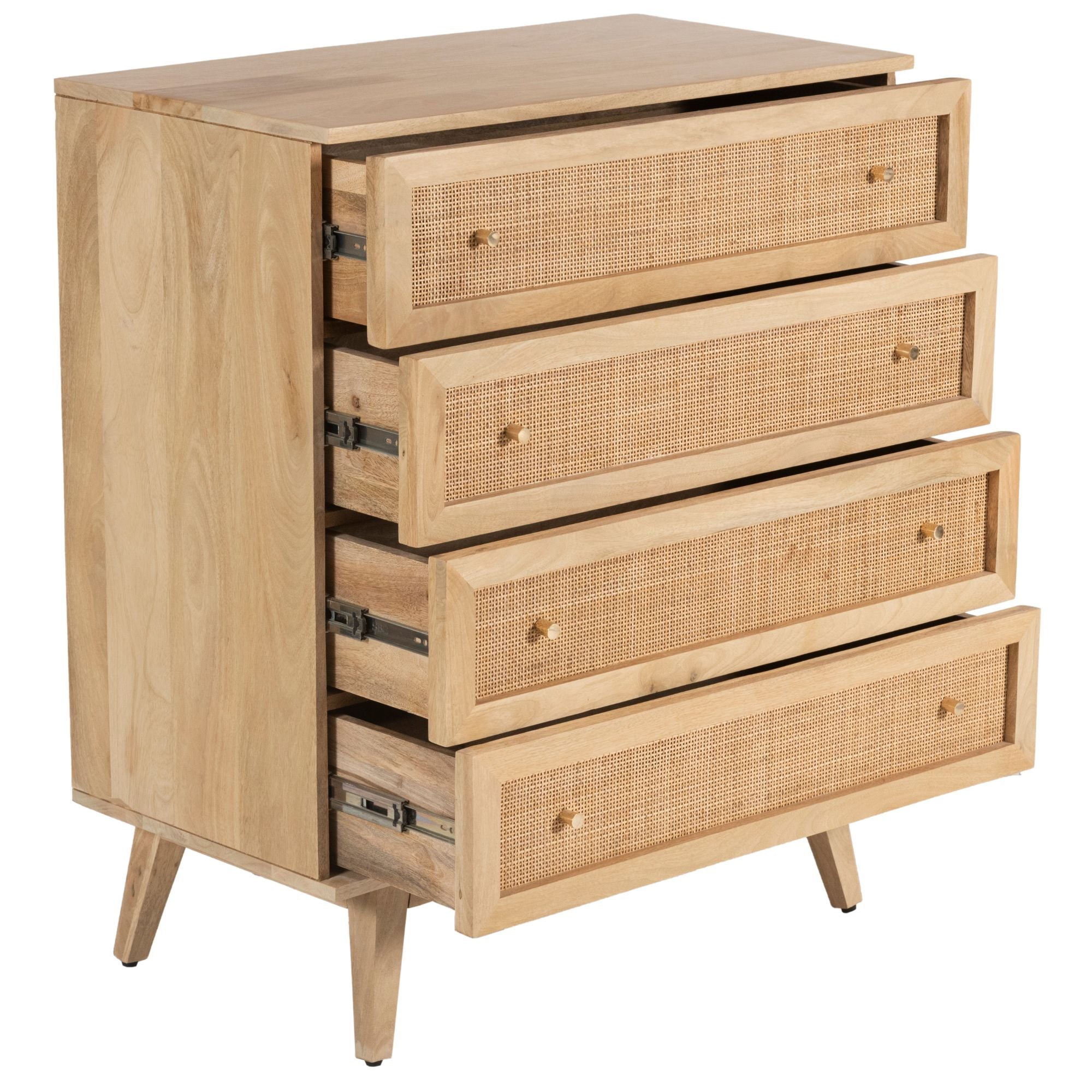 Olearia  Storage Cabinet Buffet Chest of 4 Drawer Mango Wood Rattan Natural Deals499