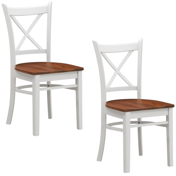 Lupin Dining Chair Set of 2 Crossback Solid Rubber Wood Furniture - White Oak Deals499