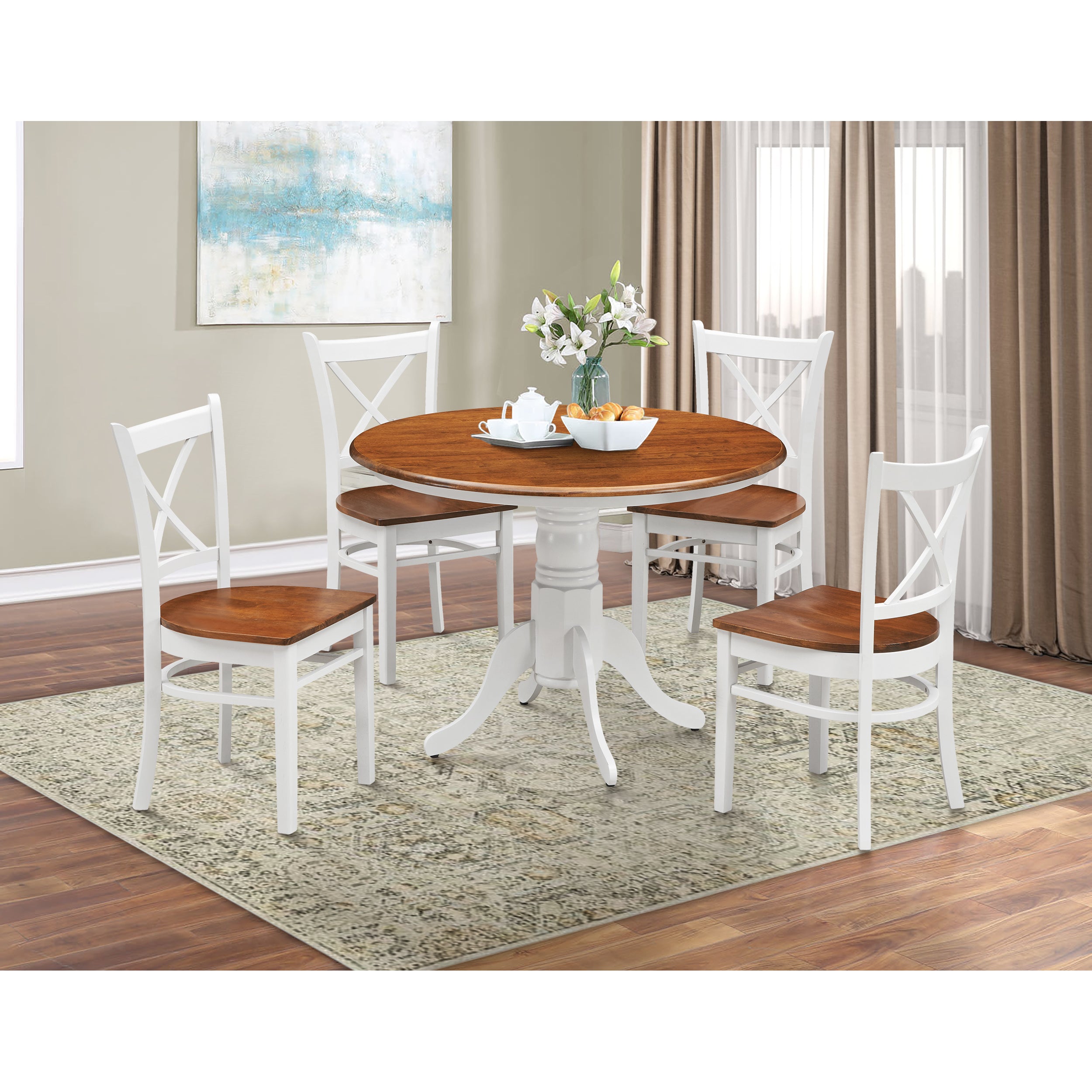 Lupin Dining Chair Set of 4 Crossback Solid Rubber Wood Furniture - White Oak Deals499