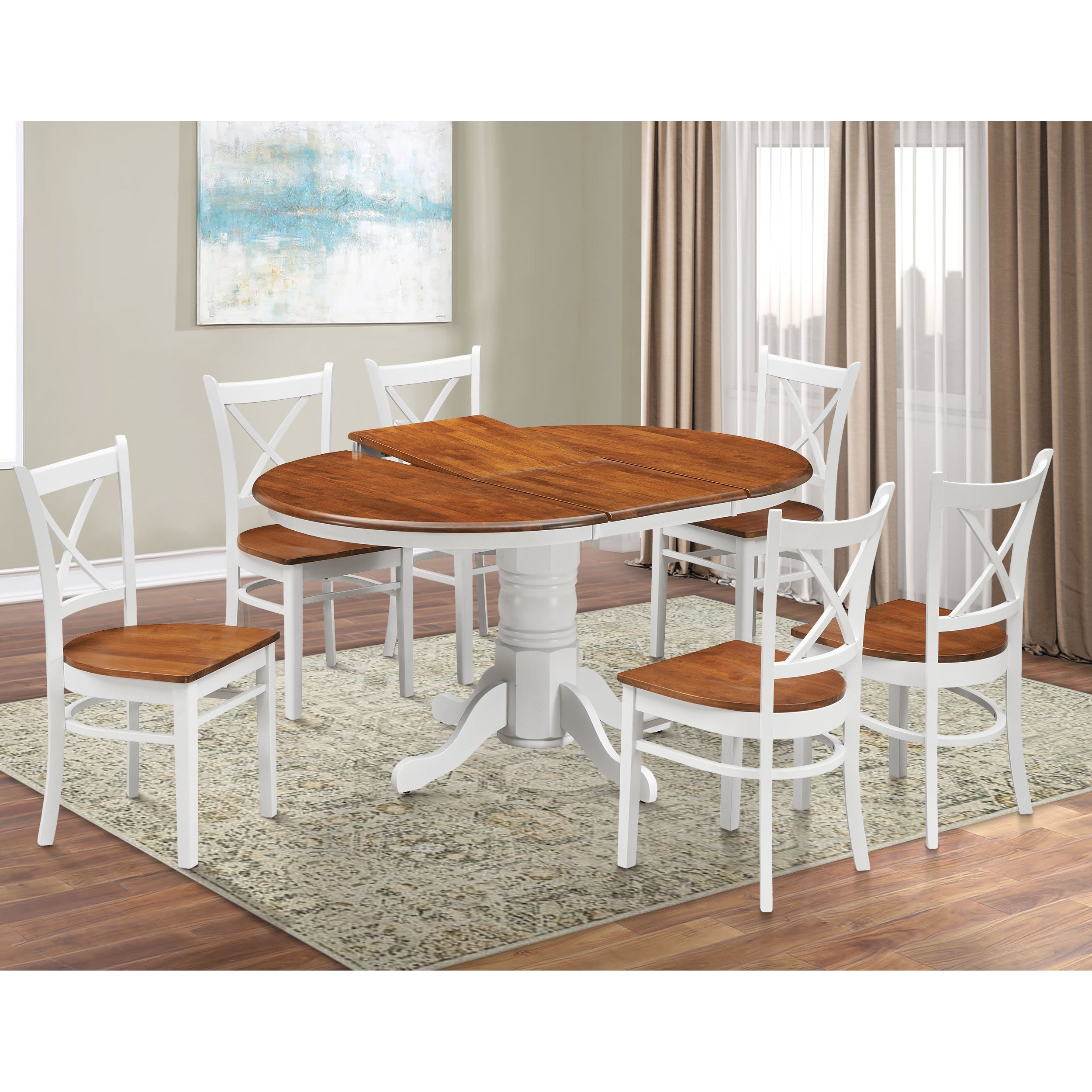 Lupin Dining Chair Set of 6 Crossback Solid Rubber Wood Furniture - White Oak Deals499