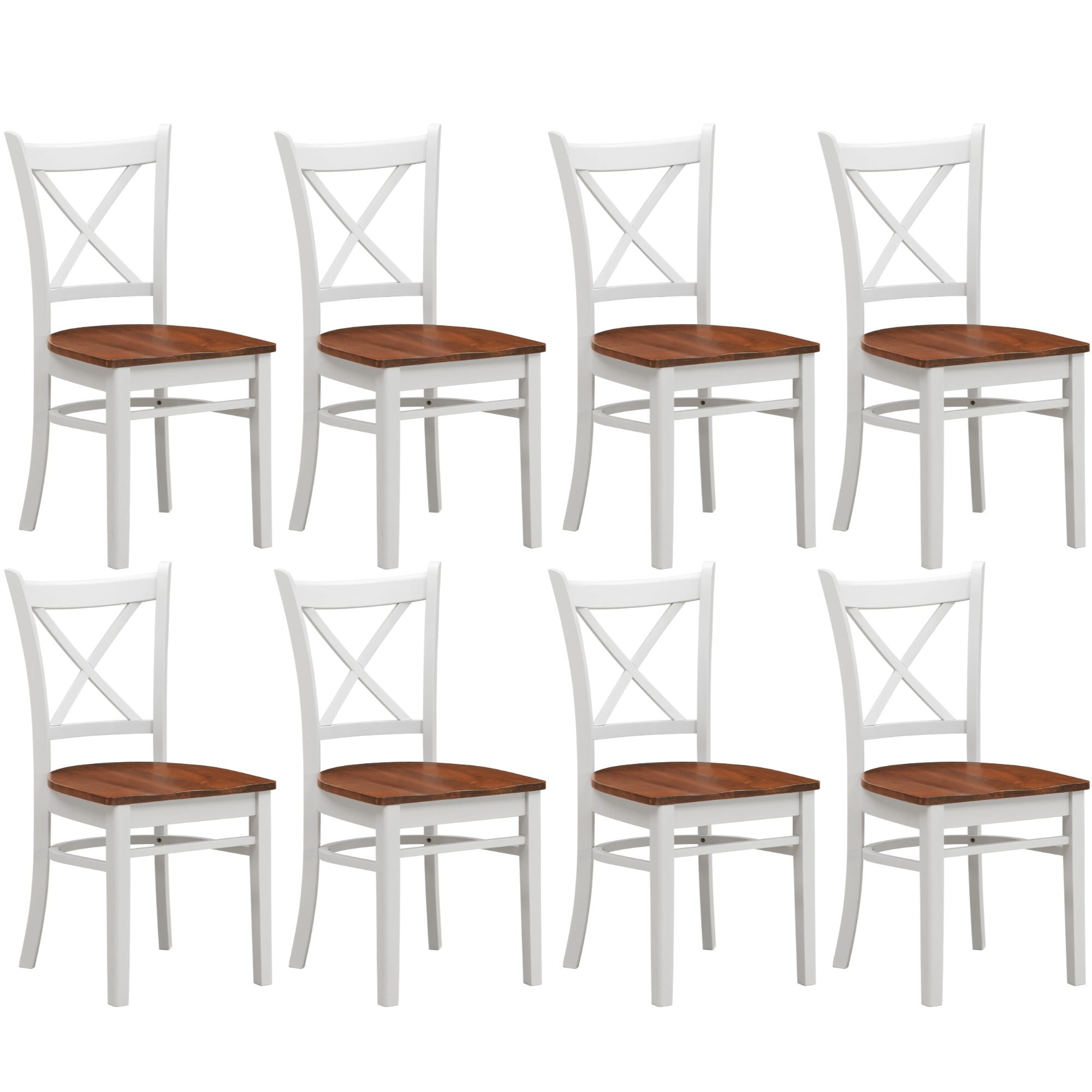 Lupin Dining Chair Set of 8 Crossback Solid Rubber Wood Furniture - White Oak Deals499