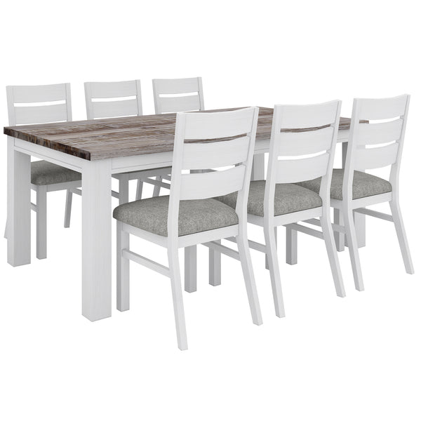 Plumeria Dining Chair Set of 6 Solid Acacia Wood Dining Furniture - White Brush Deals499
