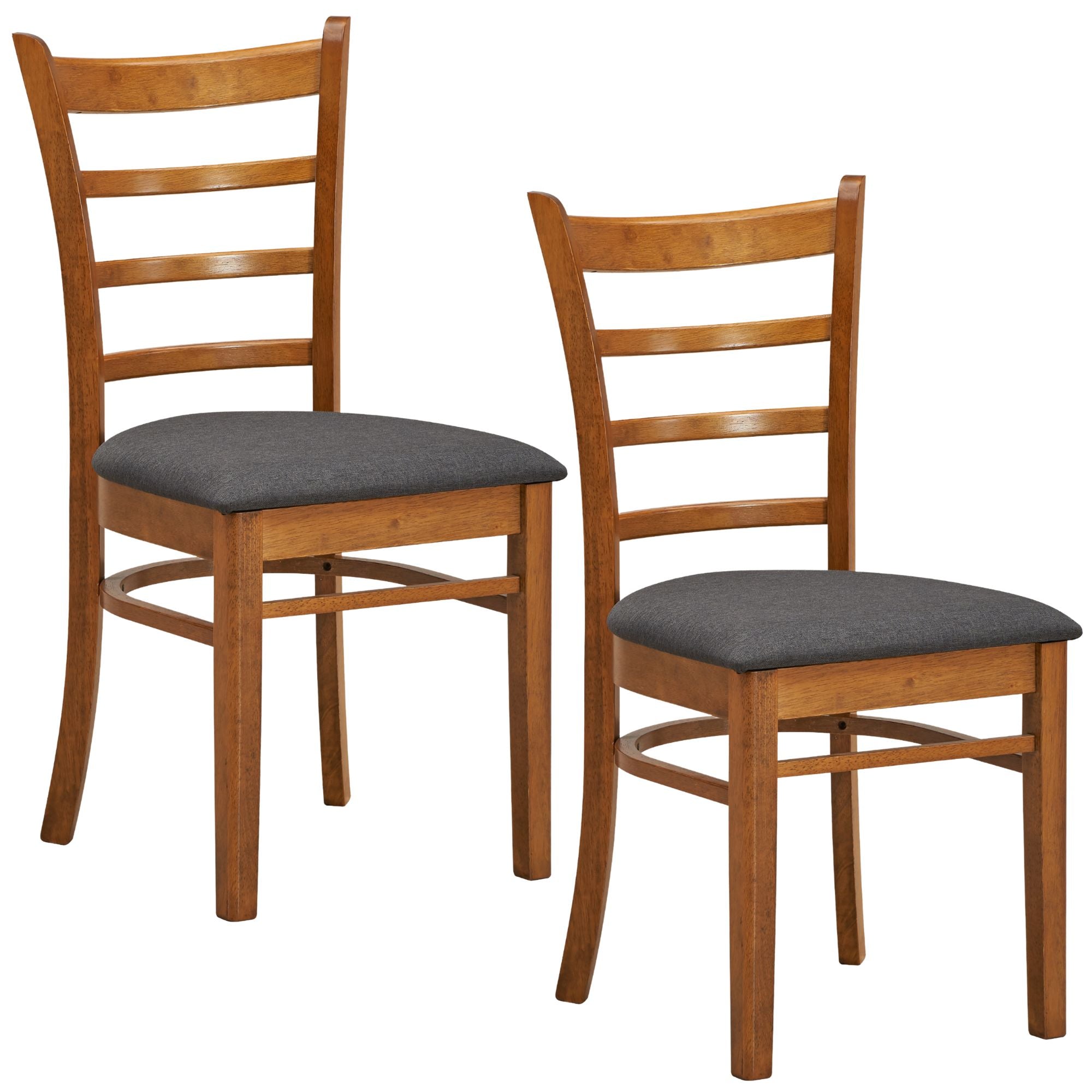 Linaria Dining Chair Set of 2 Crossback Solid Rubber Wood Fabric Seat - Walnut Deals499