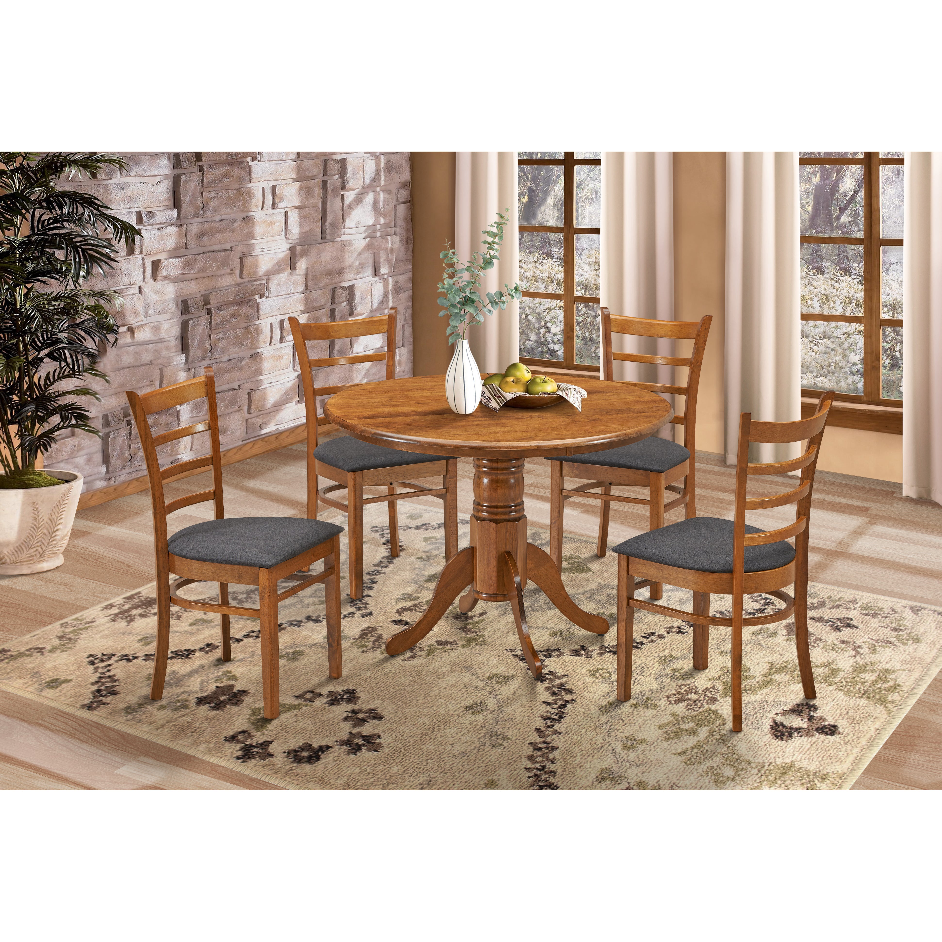 Linaria Dining Chair Set of 4 Crossback Solid Rubber Wood Fabric Seat - Walnut Deals499