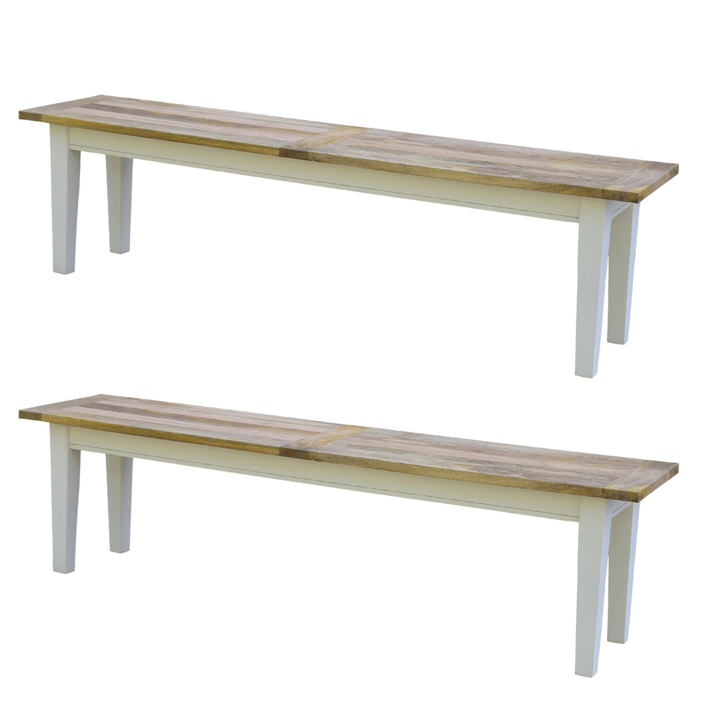 Lavasa 2pc Dining Bench Chair Seat 170cm Mango Wood Modern Farmhouse Furniture Deals499