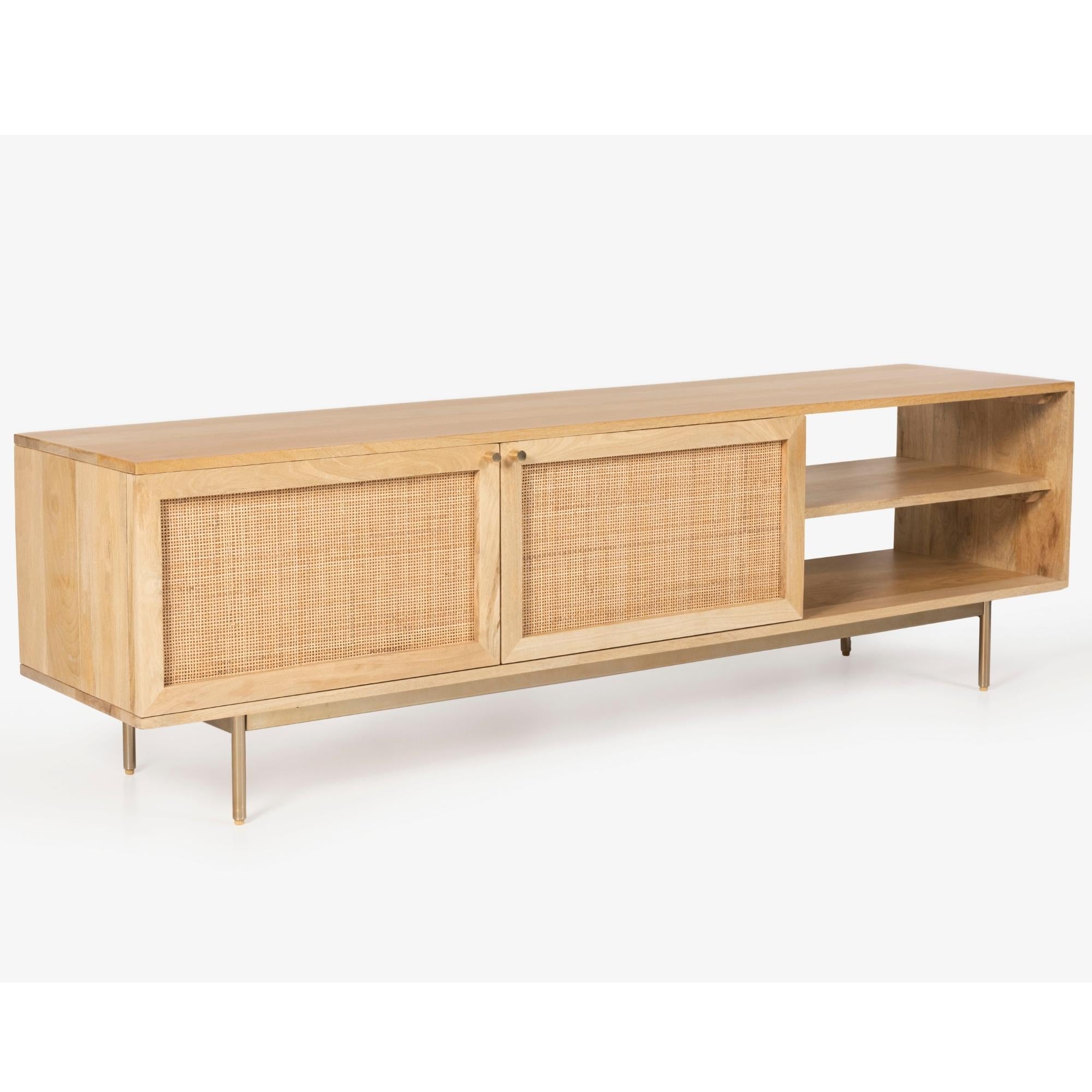 Martina ETU Entertainment TV Unit 175cm Solid Mango Wood Rattan Furniture Deals499