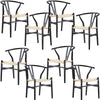 Anemone  Set of 8 Wishbone Dining Chair Beech Timber Replica Hans Wenger - Black Deals499