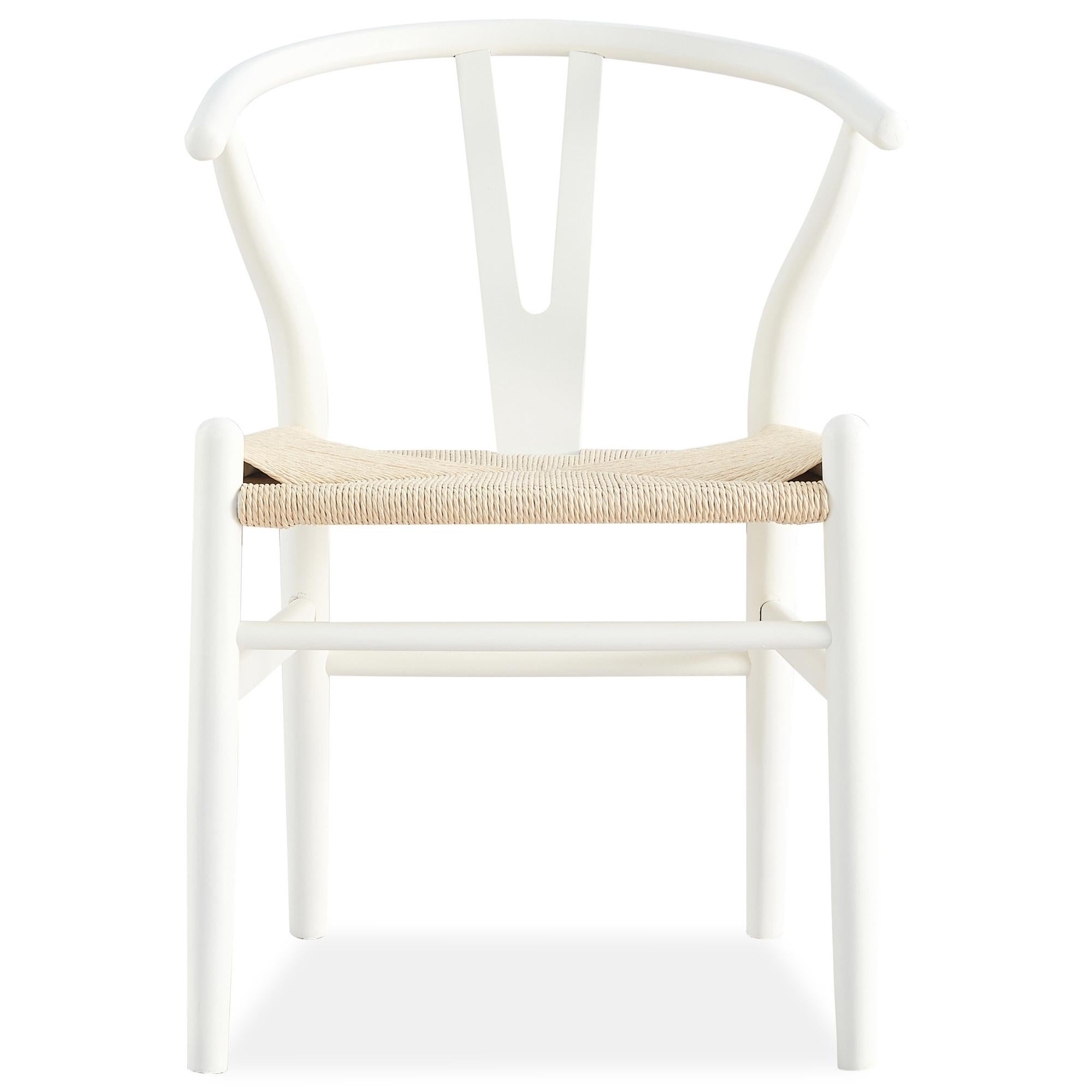 Anemone  Set of 2 Wishbone Dining Chair Beech Timber Replica Hans Wenger - White Deals499