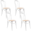 Azalea Arched Back Dining Chair 4 Set Solid Elm Timber Wood Rattan Seat - White Deals499