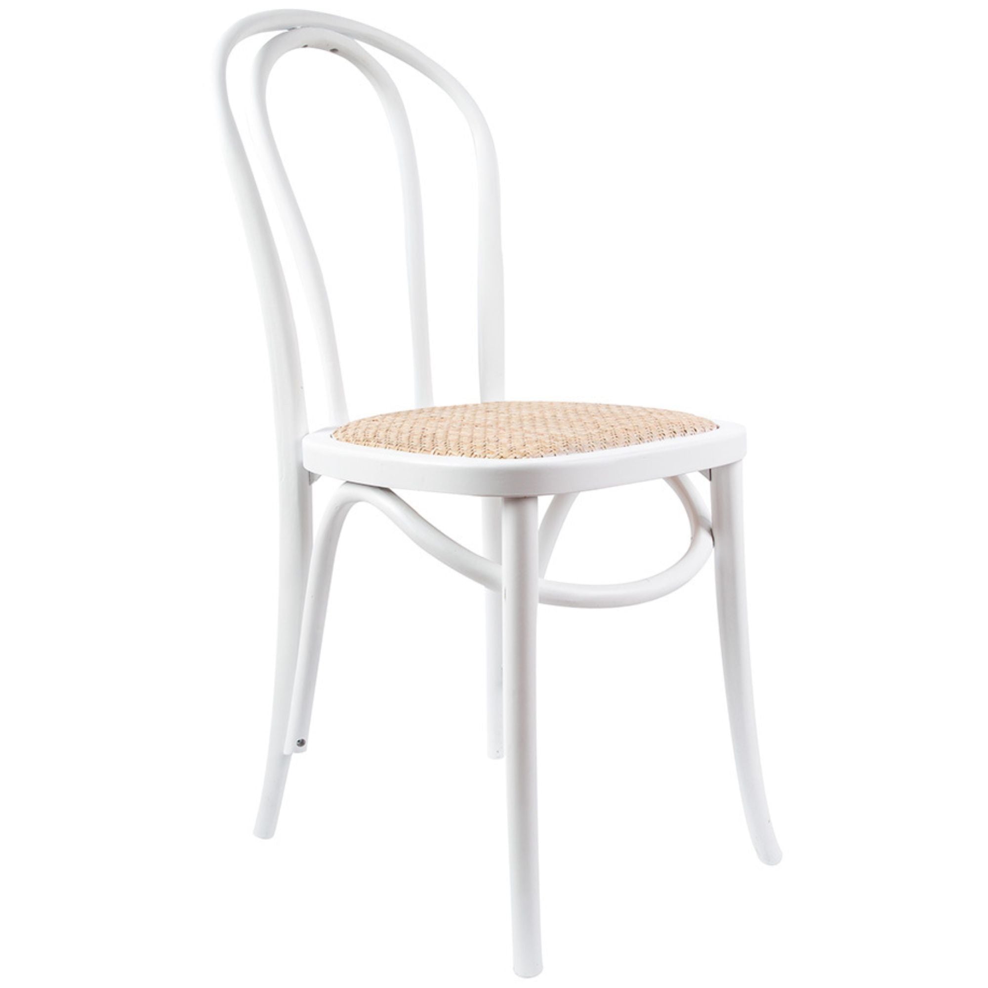 Azalea Arched Back Dining Chair 4 Set Solid Elm Timber Wood Rattan Seat - White Deals499