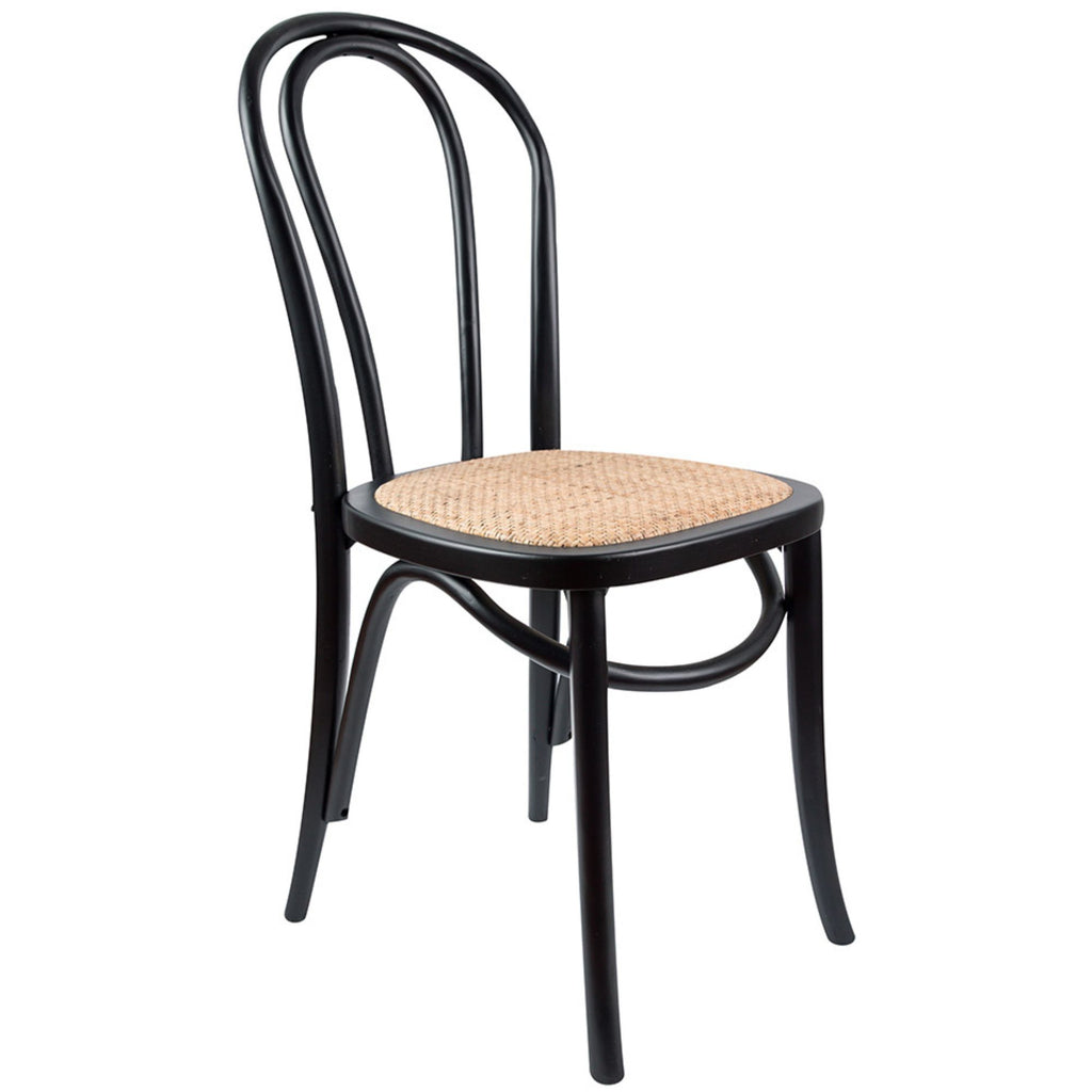 Azalea Arched Back Dining Chair 2 Set Solid Elm Timber Wood Rattan Seat - Black Deals499
