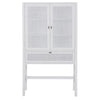 Jasmine Tall Storage Cabinet 90cm 2 Door 1 Drawer Mindi Wood Rattan - White Deals499