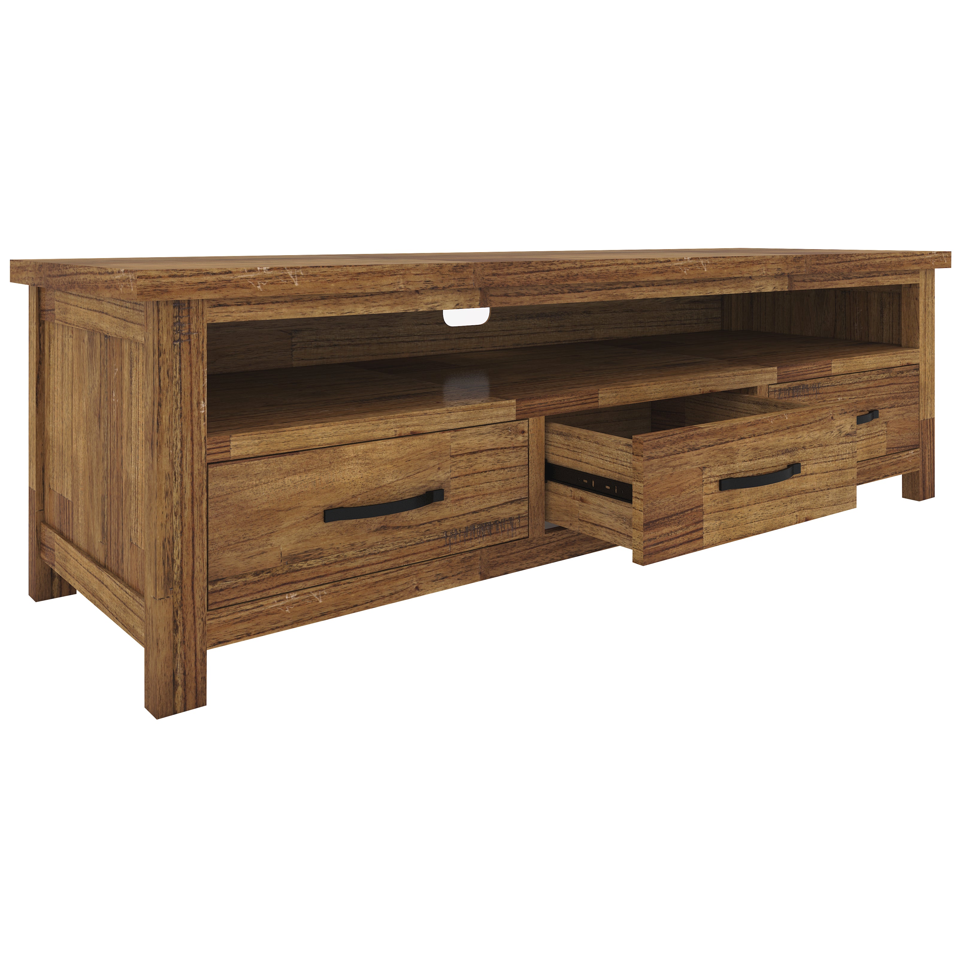 Birdsville ETU Entertainment TV Unit 174cm 3 Drawer Solid Mt Ash Wood - Brown Deals499