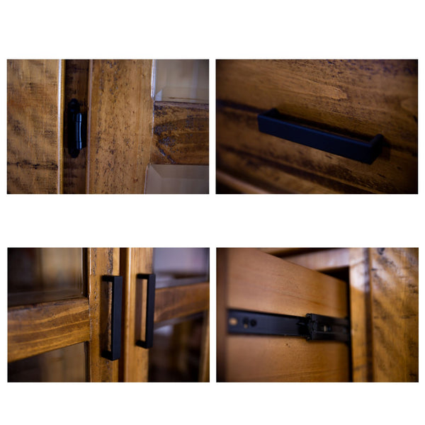 Teasel Display Unit Glass Door Bookcase Solid Pine Timber Wood - Rustic Oak Deals499