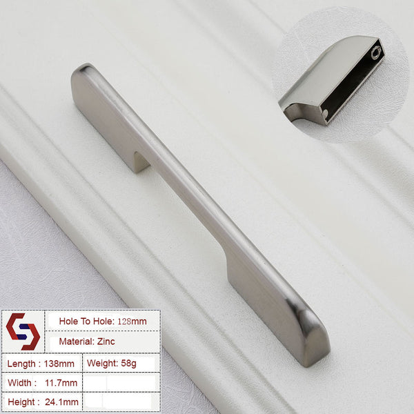 Zinc Kitchen Cabinet Handles Drawer Bar Handle Pull brushed silver color hole to hole size 128mm Deals499