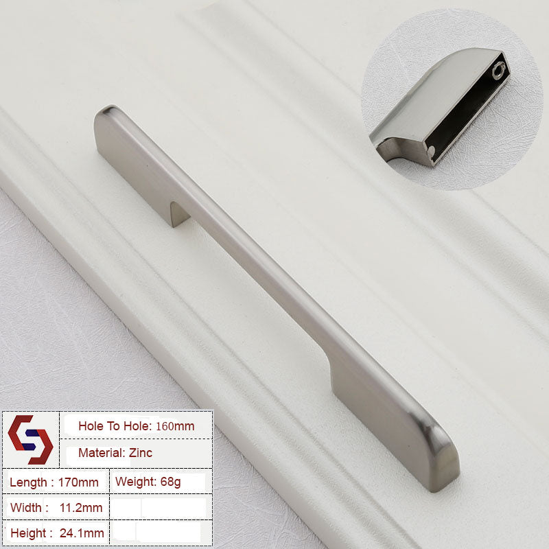 Zinc Kitchen Cabinet Handles Drawer Bar Handle Pull brushed silver color hole to hole size 160mm Deals499