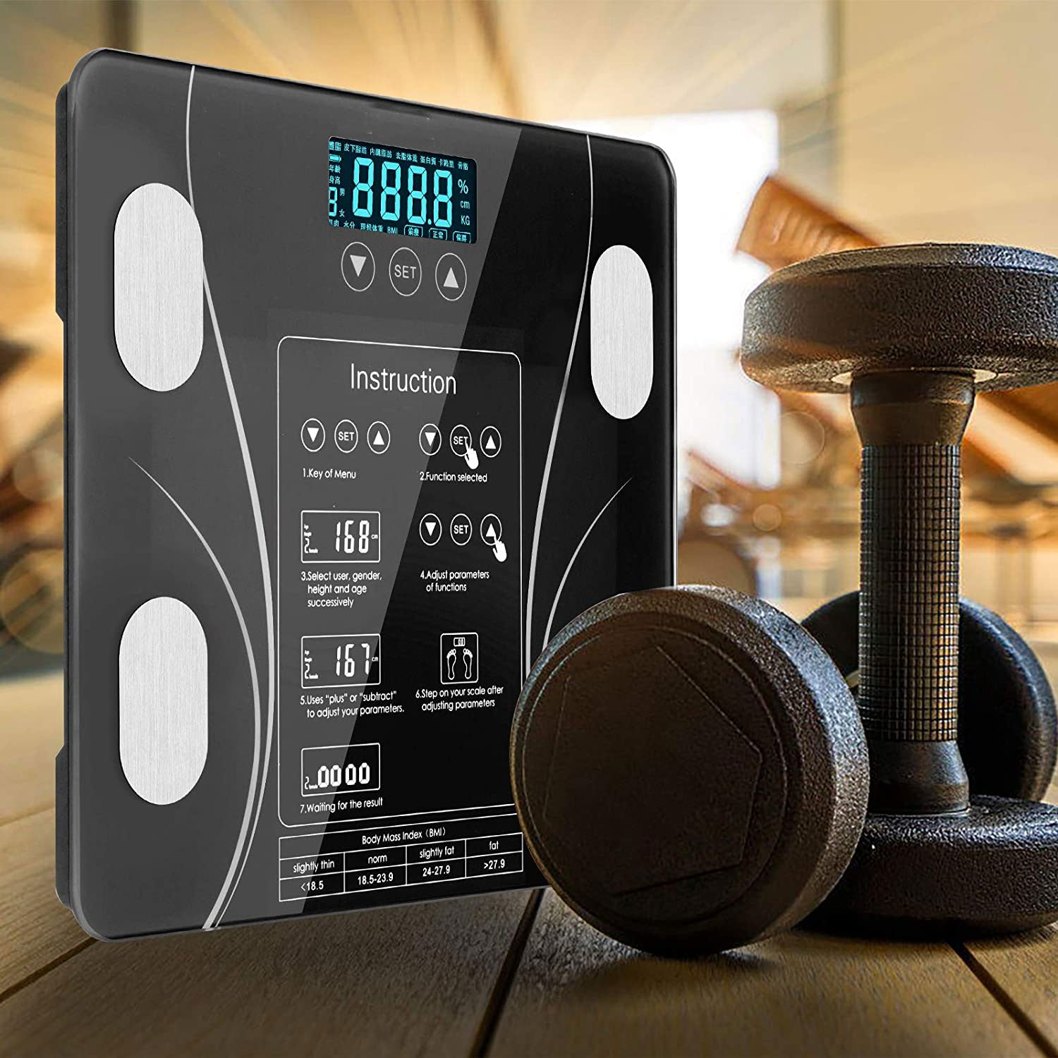 LCD Scales Body Weight Bathroom Bath room Body Fat Gym Fitness Scale BMI BMR Deals499