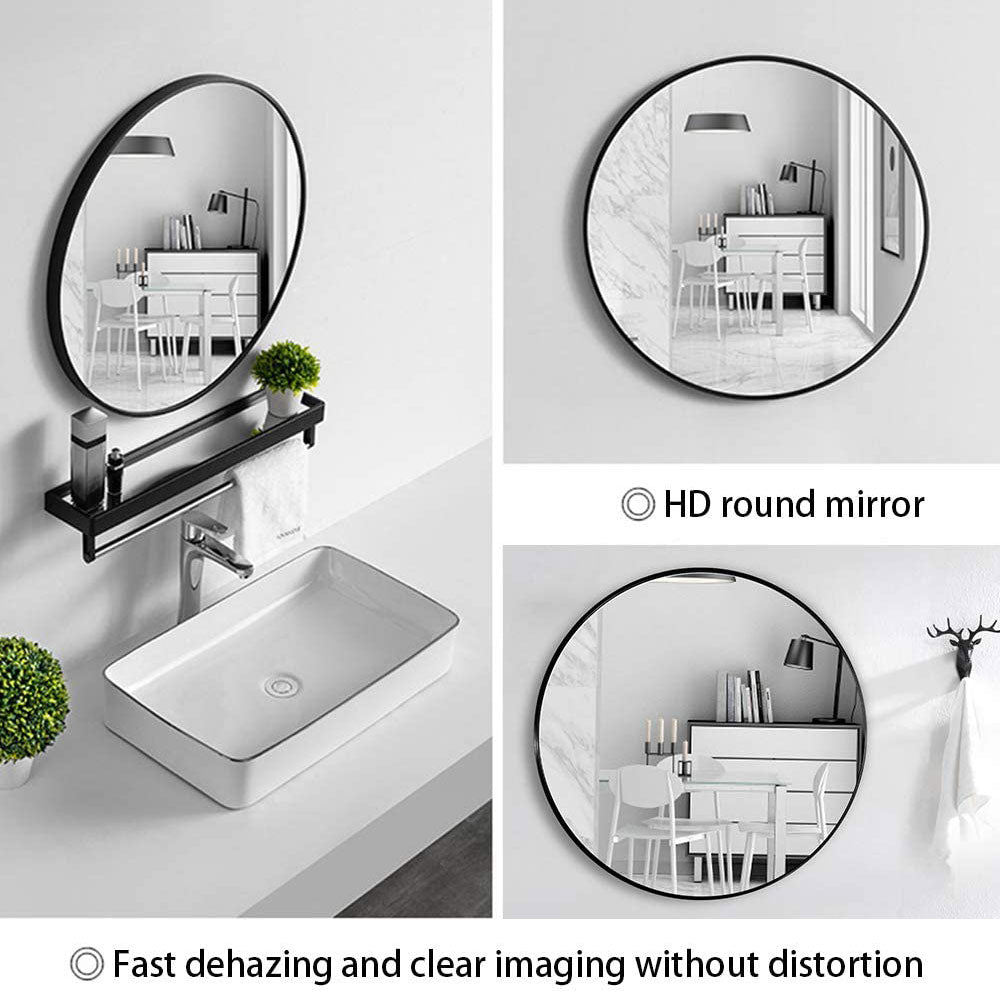 Slim Design 50CM Black Bathroom, Living Room, Hallway Mirror Round Mirror Wall Decor Metal Frame Deals499