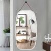 White Bathroom Wall Mount Hanging Bamboo Frame Mirror Adjustable Strap Wall Mirror Home Decor Deals499