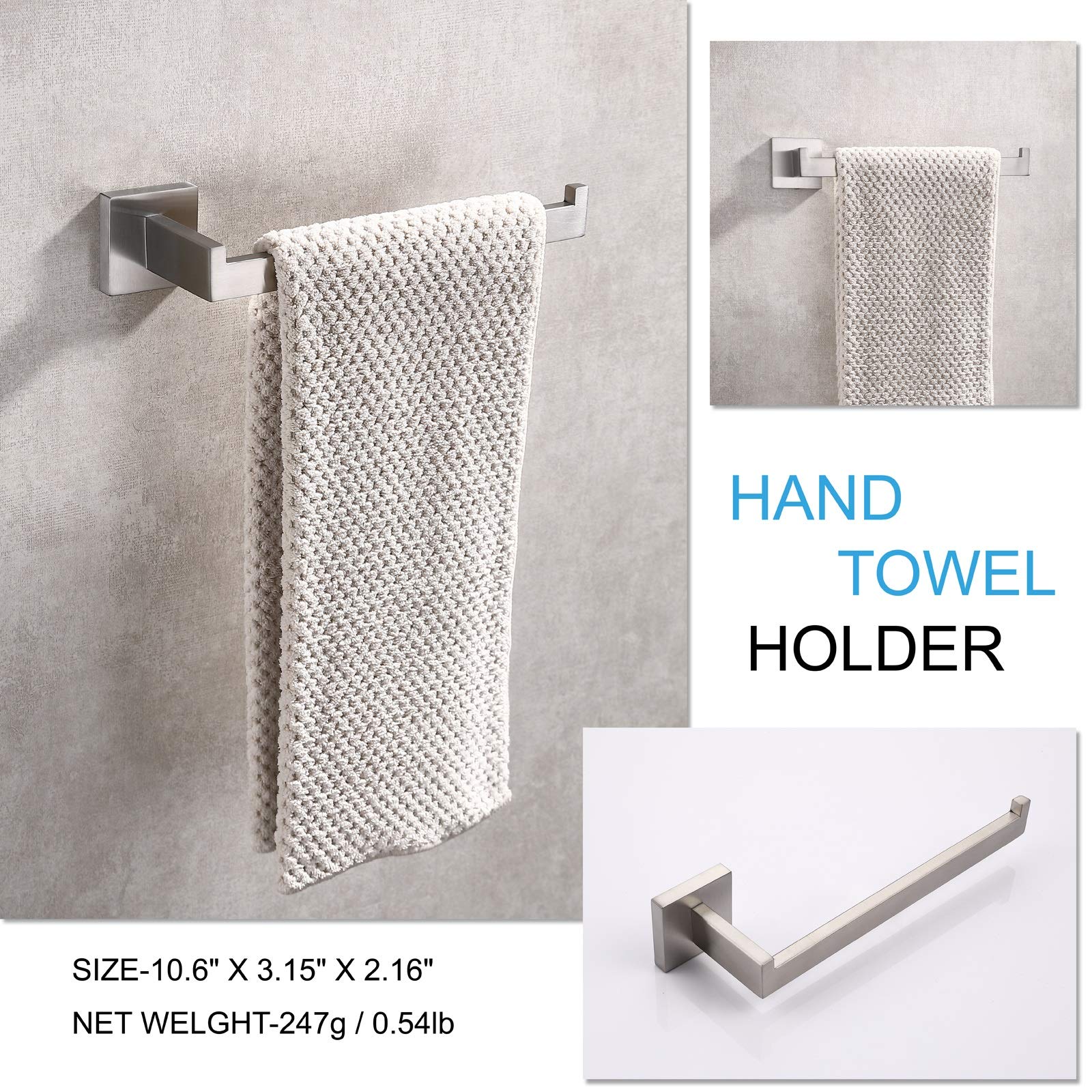 Square Hand Towel Holder Ring Wall Mounted Modern Towel Bar Bathroom Kitchen Deals499