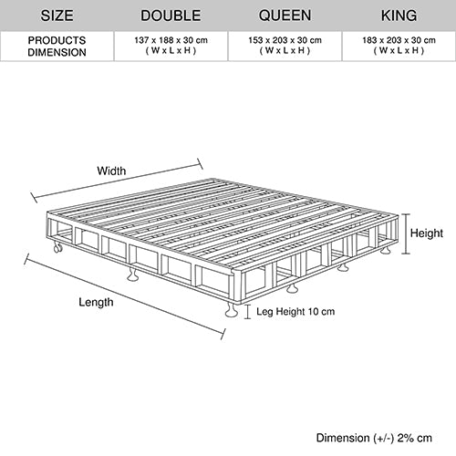 Mattress Base Ensemble King Size Solid Wooden Slat in Beige with Removable Cover Deals499