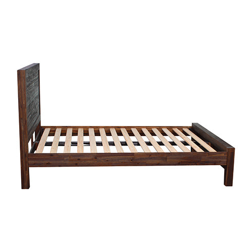 Bed Frame King Size in Solid Wood Veneered Acacia Bedroom Timber Slat in Chocolate Deals499