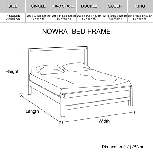 Bed Frame King Size in Solid Wood Veneered Acacia Bedroom Timber Slat in Chocolate Deals499