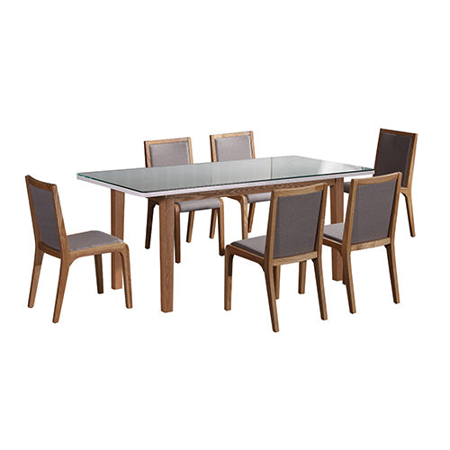 7 Pieces Dining Suite Dining Table & 6X Chairs in White Top High Glossy Wooden Base Deals499