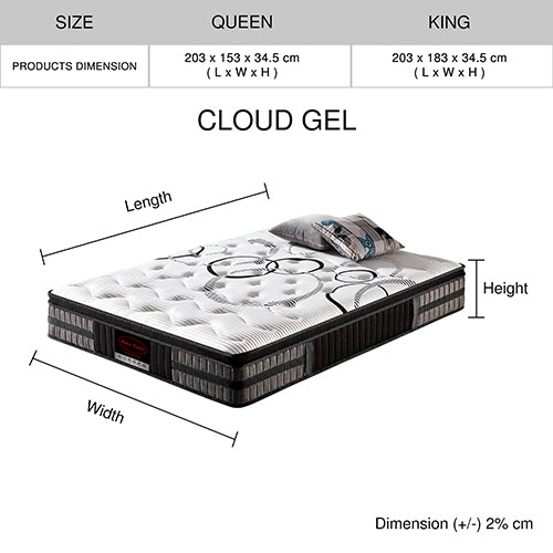 Queen Mattress in Gel Memory Foam Pocket Coil Medium Firm Bed 34cm Thick Deals499