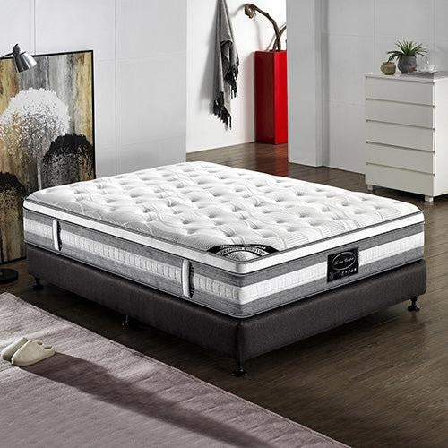 Mattress Euro Top King Single Size Pocket Spring Coil with Knitted Fabric Medium Firm 34cm Thick Deals499
