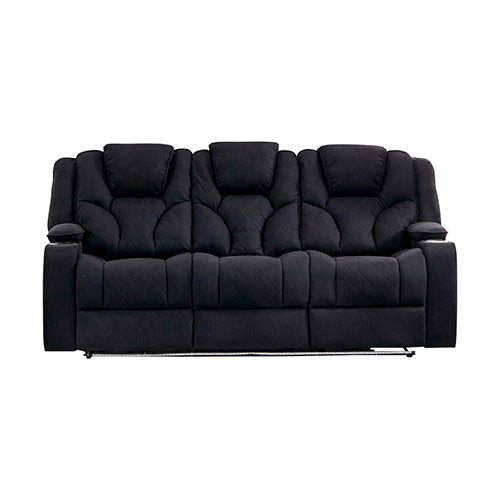 3+2 Seater Electric Recliner Stylish Rhino Fabric Black Lounge Armchair with LED Features Deals499