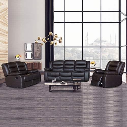 3+2+1 Seater Recliner Sofa In Faux Leather Lounge Couch in Brown Deals499