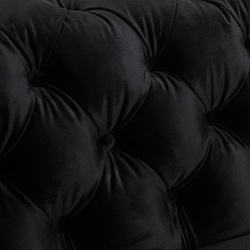 3+2 Seater Sofa Classic Button Tufted Lounge in Black Velvet Fabric with Metal Legs Deals499