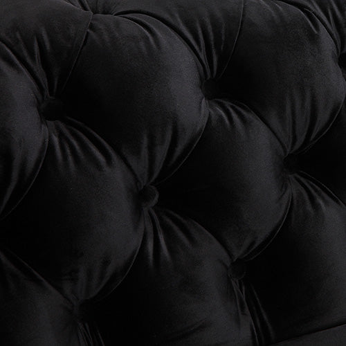 3+2 Seater Sofa Classic Button Tufted Lounge in Black Velvet Fabric with Metal Legs Deals499