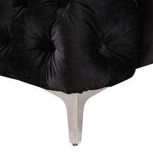3+2 Seater Sofa Classic Button Tufted Lounge in Black Velvet Fabric with Metal Legs Deals499