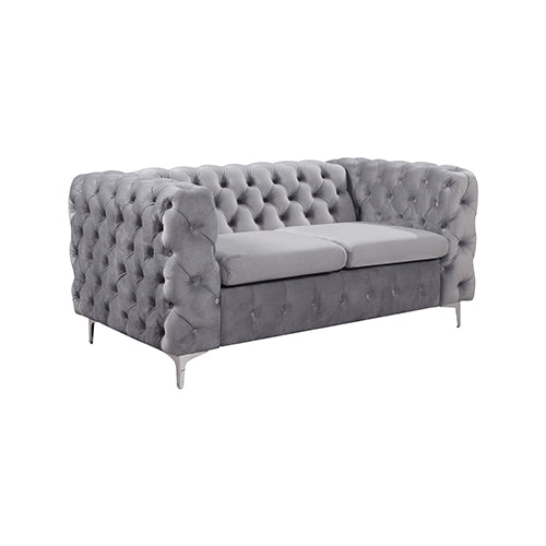 3+2+1 Seater Sofa Classic Button Tufted Lounge in Grey Velvet Fabric with Metal Legs Deals499