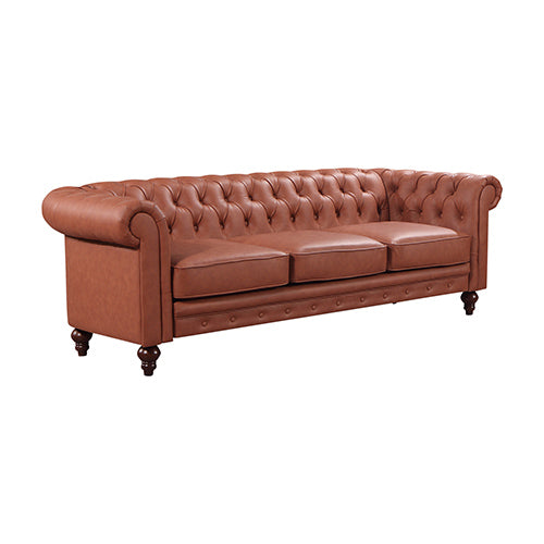 3+2 Seater Brown Sofa Lounge Chesterfireld Style Button Tufted in Faux Leather Deals499