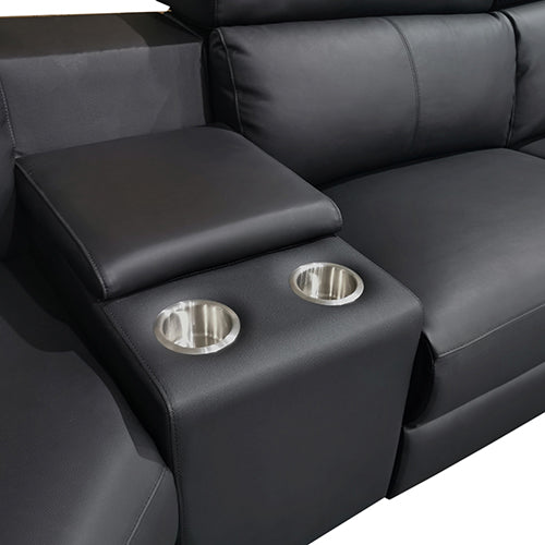 6 Seater Real Later sofa Black Color Lounge Set for Living Room Couch with Adjustable Headrest Deals499